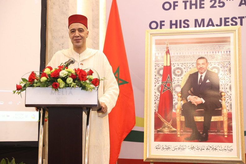 Moroccan Ambassador to Vietnam Jamale Chouaibi speaks at the event. (Photo: The Embassy of the Kingdom of Morocco in Vietnam)