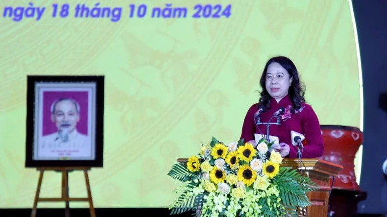 Vice President Vo Thi Anh Xuan speaks at the ceremony. Vice President Vo Thi Anh Xuan speaks at the ceremony.