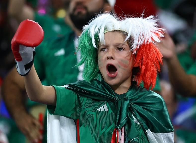 A young Mexico fan reacts inside the stadium before their match against Poland. (Photo: REUTERS)