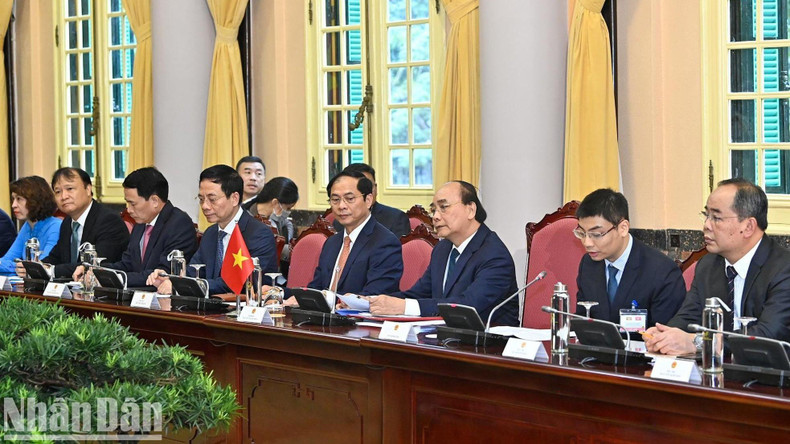 Vietnam’s delegation attends the talks.