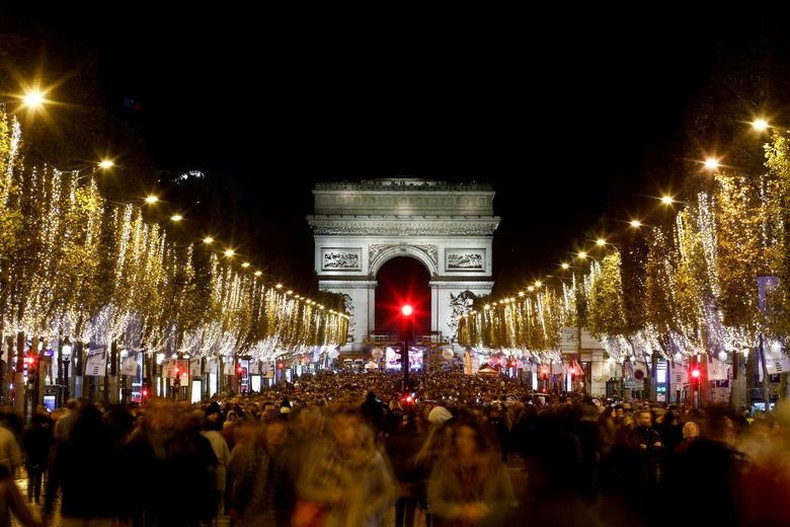 Paris illuminates Champs Elysees for Christmas. (Photo: Reuters)