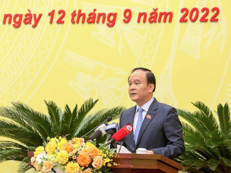 Nguyen Ngoc Tuan, Chairman of the municipal People’s Council, speaks at the event. (Photo: NDO)