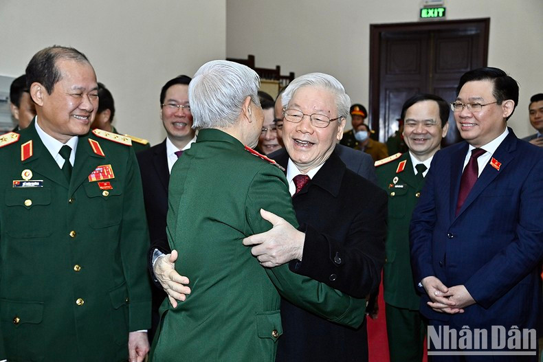 Party General Secretary Nguyen Phu Trong and other Party and State leaders, along with the delegates, attend the congress.