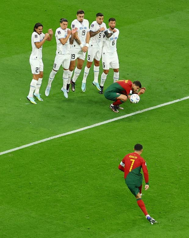 Portugal's Cristiano Ronaldo takes a free kick against Uruguay. (Photo: REUTERS)