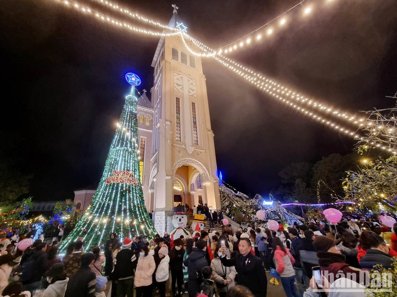 In the campus of the Cathedral of the Da Lat Diocese on Christmas Eve.
