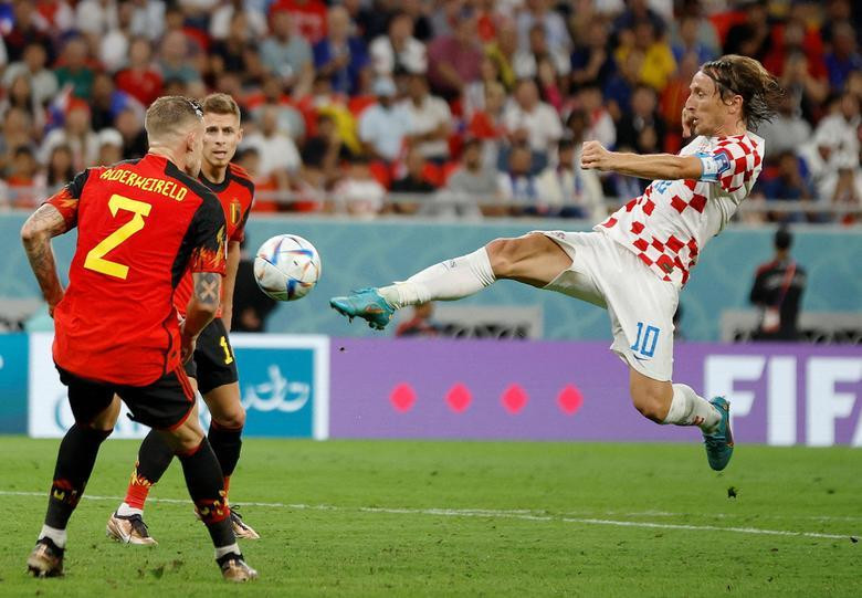 Croatia's Luka Modric in action with Belgium's Toby Alderweireld. (Photo: REUTERS)