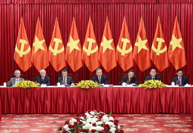 Party General Secretary To Lam and Party officials at the reception (Photo: VNA) Party General Secretary To Lam and Party officials at the reception (Photo: VNA)