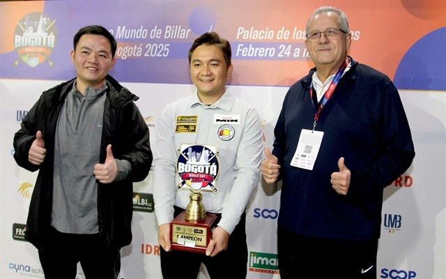 Tran Thanh Luc is happy with his first three-cushion carom World Cup championship in his career. (Photo: Courtesy of Luc) Tran Thanh Luc is happy with his first three-cushion carom World Cup championship in his career. (Photo: Courtesy of Luc)