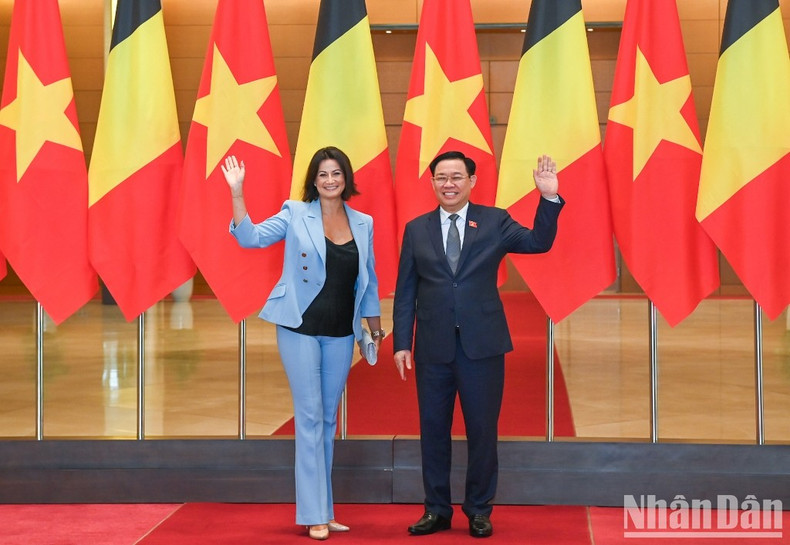 In Pictures: NA leader Vuong Dinh Hue holds talks with President of Belgian Senate Stephanie D'Hose ảnh 3