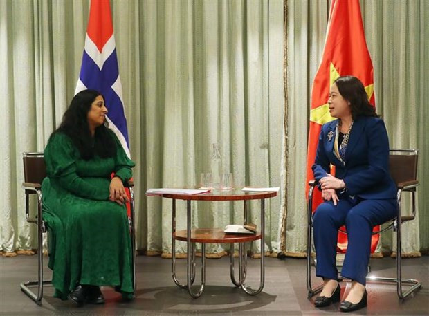 Vice President Vo Thi Anh Xuan (R) meets Norwegian Minister of Culture and Equality Lubna Jaffery (Photo: VNA) Vice President Vo Thi Anh Xuan (R) meets Norwegian Minister of Culture and Equality Lubna Jaffery (Photo: VNA)