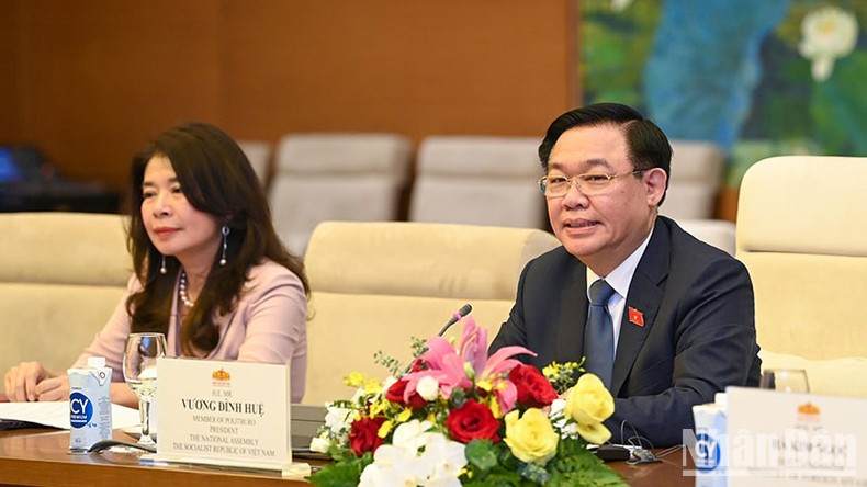 NA Chairman Vuong Dinh Hue speaks at the reception. (Photo: NDO) NA Chairman Vuong Dinh Hue speaks at the reception. (Photo: NDO)