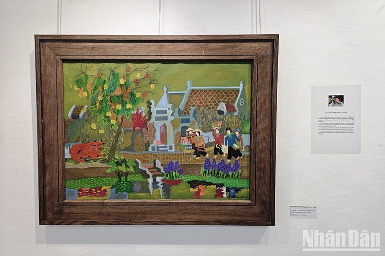 Oil painting "Going home from the market" by artist Pham Viet Hong Lam. (Photo: MINH DUY) Oil painting "Going home from the market" by artist Pham Viet Hong Lam. (Photo: MINH DUY)