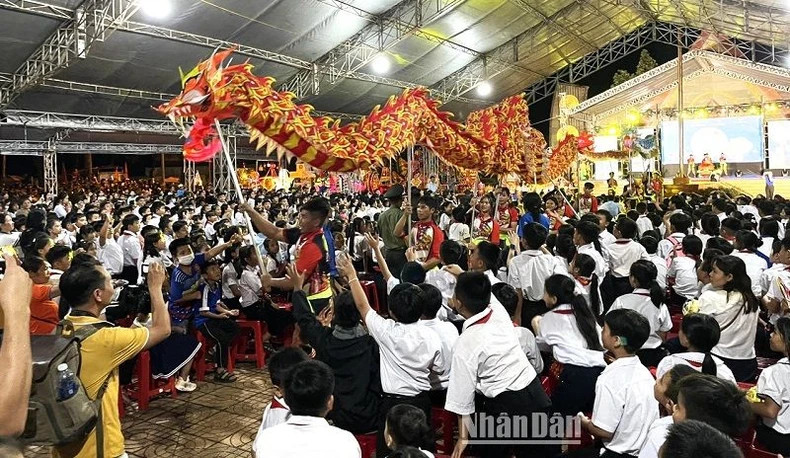 A dragon dance at the festival.