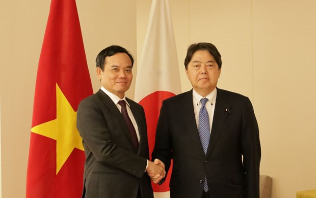 Deputy PM Tran Luu Quang (L) meets with Japanese Foreign Minister Hayashi Yoshimasa in Tokyo on May 25. (Photo: VNA) Deputy PM Tran Luu Quang (L) meets with Japanese Foreign Minister Hayashi Yoshimasa in Tokyo on May 25. (Photo: VNA)
