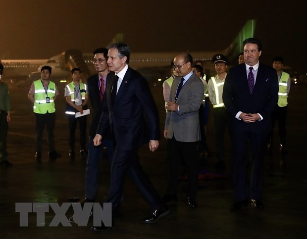 US Secretary of State Blinken arrives at Noi Bai International Airport in Hanoi. (Photo: Lam Khanh/VNA)