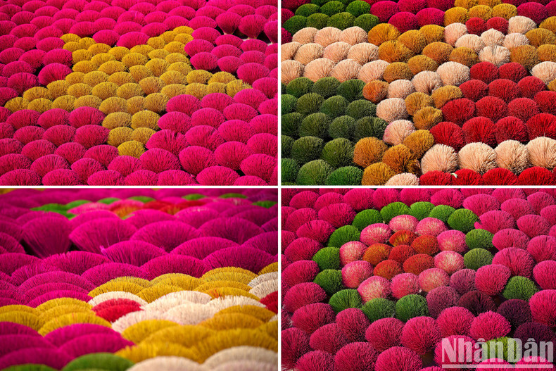 The colourful incenses are arranged in different shapes. The colourful incenses are arranged in different shapes.