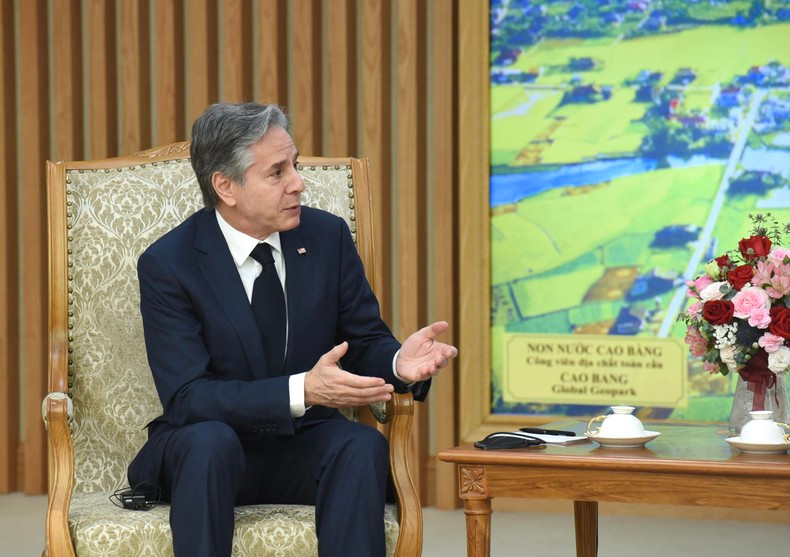 US Secretary of State Antony J. Blinken speaks at the reception. US Secretary of State Antony J. Blinken speaks at the reception.