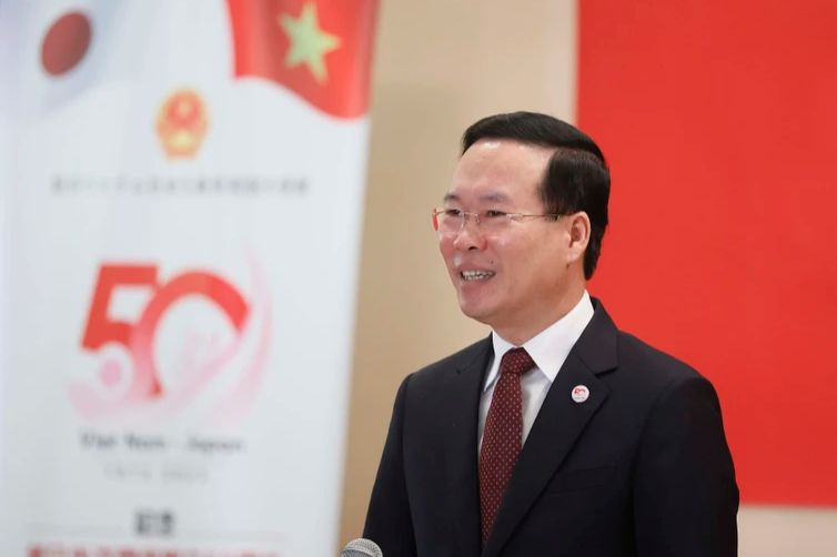 President Vo Van Thuong speaks at the meeting. (Photo: VNA)