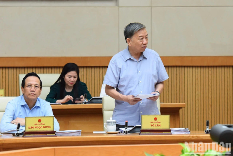 Minister of Public Security To Lam speaks at the event. Minister of Public Security To Lam speaks at the event.