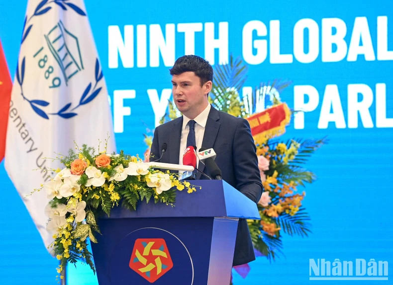 President of the IPU Board of the Forum of Young Parliamentarians Dan Carden speaks at the opening ceremony. President of the IPU Board of the Forum of Young Parliamentarians Dan Carden speaks at the opening ceremony.