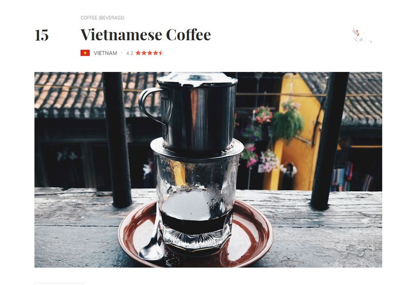 Vietnamese coffees are listed among 50 most popular coffees in the world. (Screenshot) Vietnamese coffees are listed among 50 most popular coffees in the world. (Screenshot)