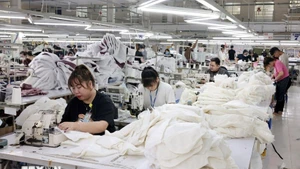 Sewing clothes for export. (Photo: Tran Viet/VNA)