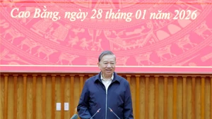 Party General Secretary To Lam speaks at the working session with the Cao Bang provincial Party Committee on January 28. (Photo: VNA)
