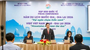 Deputy Minister of Foreign Affairs Ngo Le Van speaks at the press conference. (Photo: baogialai.com.vn)