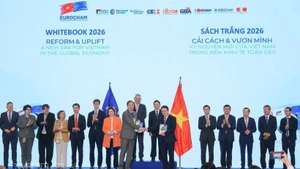 Deputy Prime Minister Ho Duc Phoc and European Union Commissioner for International Partnerships Jozef Síkela witness the launch of the WhiteBook 2026 on March 24 (Photo: VNA)