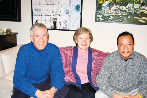 Painter Pham Luan (right) with John and Judy, in 2006.