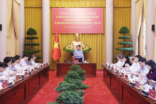 President Luong Cuong addresses the meeting. (Photo: VNA) President Luong Cuong addresses the meeting. (Photo: VNA)