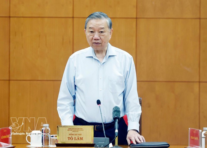 Party General Secretary To Lam speaks at the working session with the Party Central Committee’s Commission for Internal Affairs and relevant agencies on March 2. (Photo: VNA)