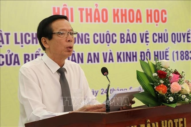Phan Tien Dung, Chairman of the Hue Association of Historical Science, speaks at the event. (Photo: VNA) Phan Tien Dung, Chairman of the Hue Association of Historical Science, speaks at the event. (Photo: VNA)