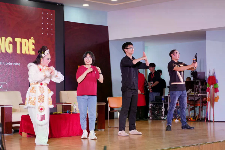 Students practicing basic acting techniques