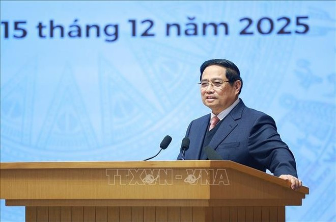 Prime Minister Pham Minh Chinh addresses the ceremony (Photo: VNA)
