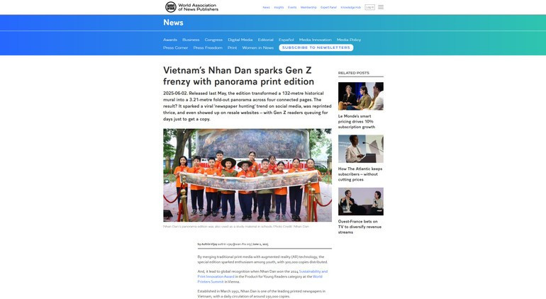 WAN-IFRA highlights Nhan Dan Newspaper’s special edition in Dien Bien Phu Victory 1-4714.jpg