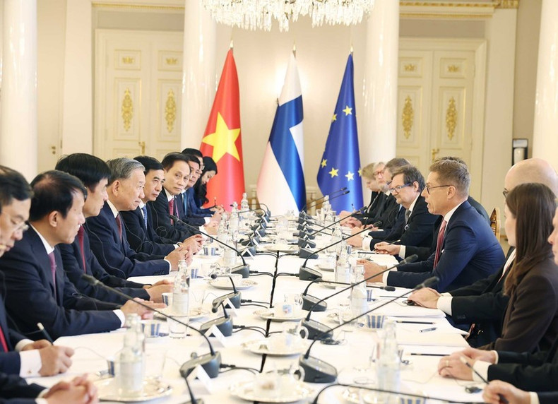 At the talks between General Secretary of the Communist Party of Viet Nam Central Committee To Lam and Finnish President Alexander Stubb. (Photo: VNA) to-lam-3.jpg