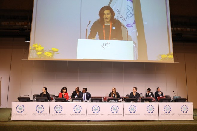 At the 151st Assembly of the Inter-Parliamentary Union in Switzerland. (Photo: VNA)