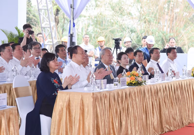 Delegates attend the groundbreaking ceremony.