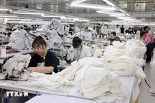 Sewing clothes for export. (Photo: Tran Viet/VNA)