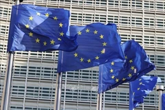 The European Union flag in Brussels, Belgium. (Photo: Xinhua/VNA)