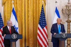 Israeli Prime Minister Benjamin Netanyahu (left) at a joint press conference with US President Donald Trump at the White House. (Photo: Xinhua/VNA)
