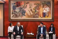 Minister of Public Security Luong Tam Quang and Representative Director and Chairman of the Board of Directors of Yamato Holding Nagao Yutaka (second, left) in the meeting on July 6 (Photo: bocongan.gov.vn)