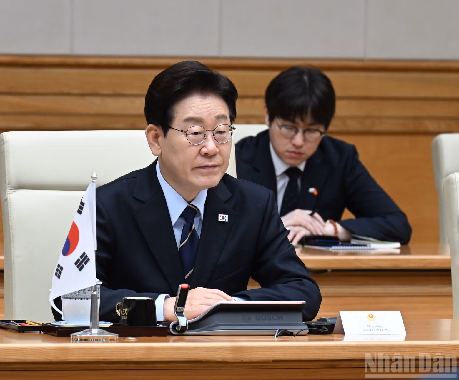 RoK President Lee Jae Myung speaks at the meeting.