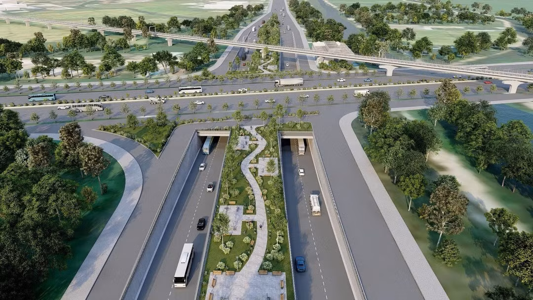 The expressway is 51 km long, with 24.7 km in Ho Chi Minh City and 26.3 km in Tay Ninh Province. (Photo: VO LE)