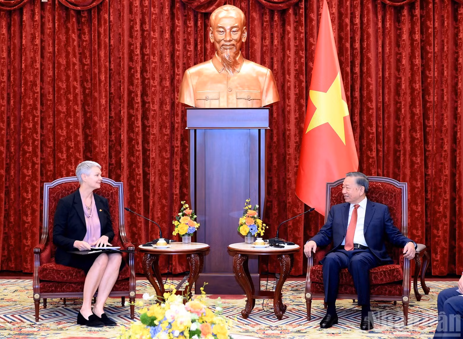 Party General Secretary and State President To Lam receives Hilde Solbakken, Ambassador of the Kingdom of Norway to Viet Nam, on her farewell visit at the end of her term of office.