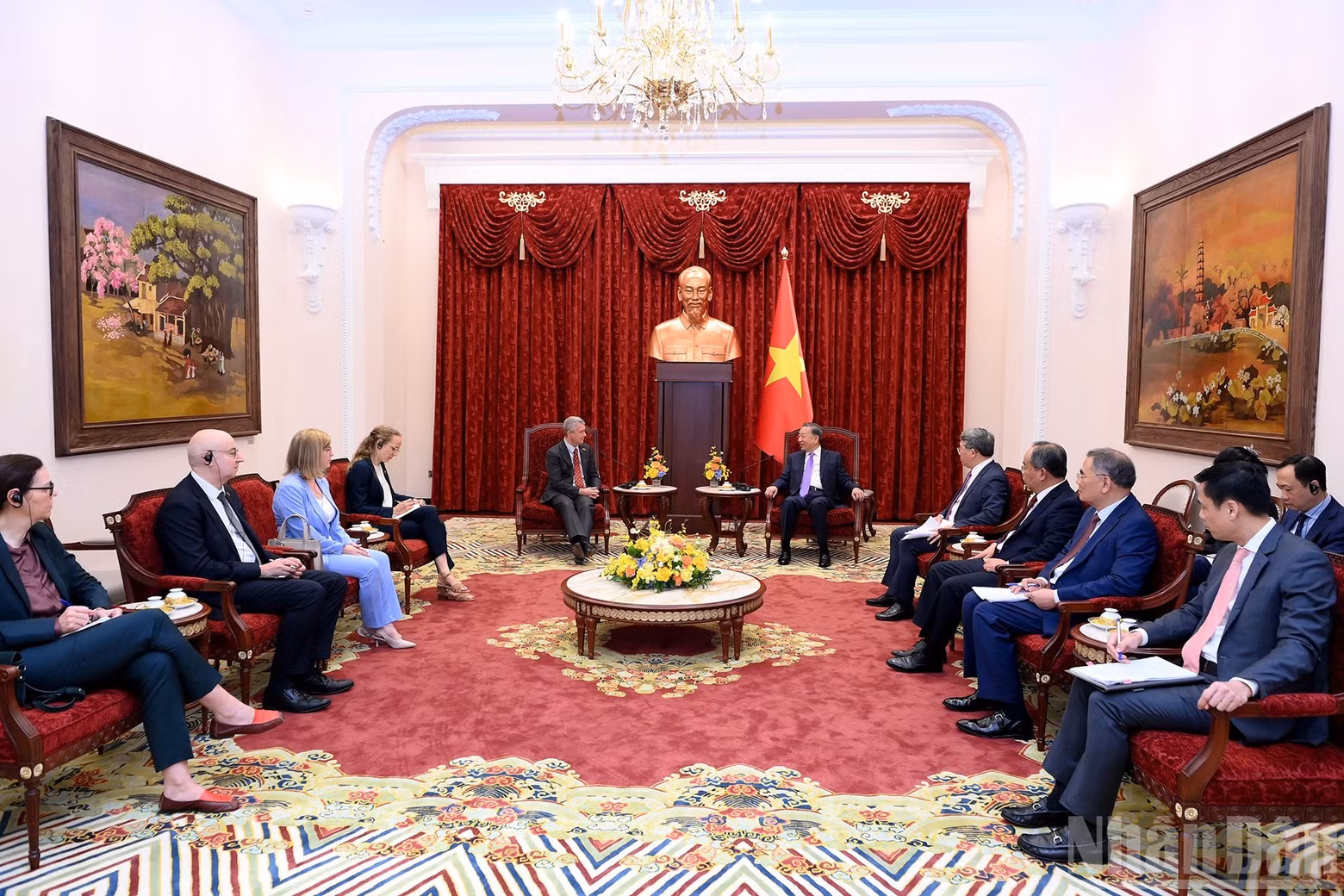 Party General Secretary and State President To Lam receives Karl Van Den Bossche, Ambassador of the Kingdom of Belgium to Viet Nam, on his farewell visit at the end of his term of office.