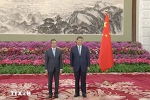 Chinese Party General Secretary and President Xi Jinping (R) and Vietnamese Ambassador to China Pham Thanh Binh at the credentials presentation ceremony (Photo: VNA)