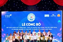Businesses honoured with certificates on trusted consumer goods and services in 2024 at the ceremony (Photo: congthuong.vn) 