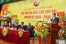 NA Chairman Tran Thanh Man speaks at the 8th Party Congress of the State Audit Office of Viet Nam on June 7 (Photo: NDO)